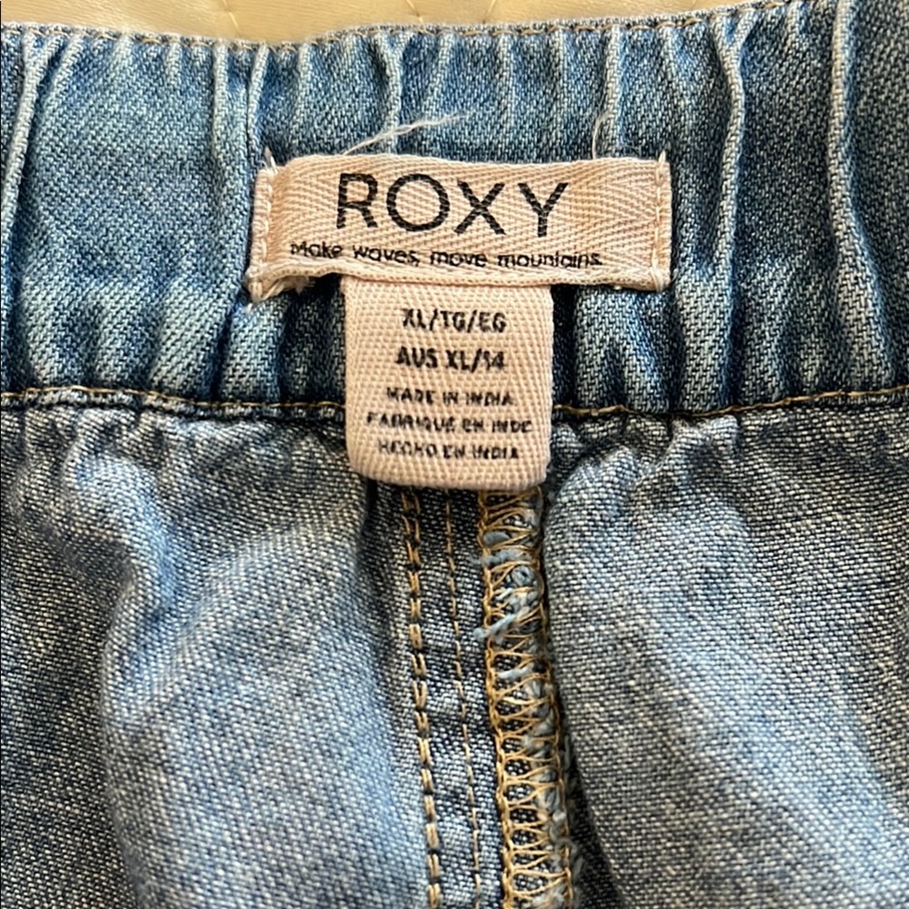 Roxy Women's Blue Denim Drawstring Shorts - Picture 2 of 7